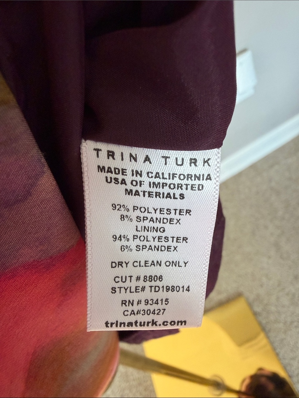 Trina Turk With A Twist Watercolor Floral Sheath Dress Asymmetric Pink Purple - Picture 8 of 9